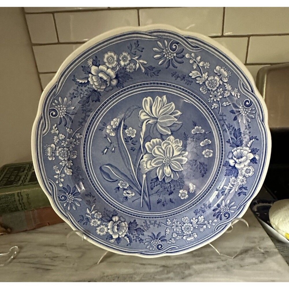 The Spode Blue Room Collection Botanical Flower Wall Plate Made In England 10.5"